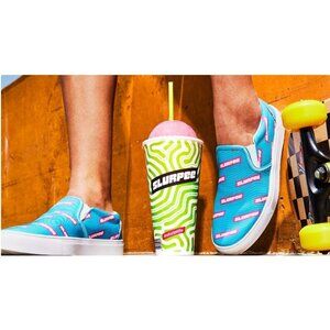 7-Eleven Slurpee Logo Slip-On Shoes Womens Size 6 Aqua Blue Pink Fashion Sneaker
